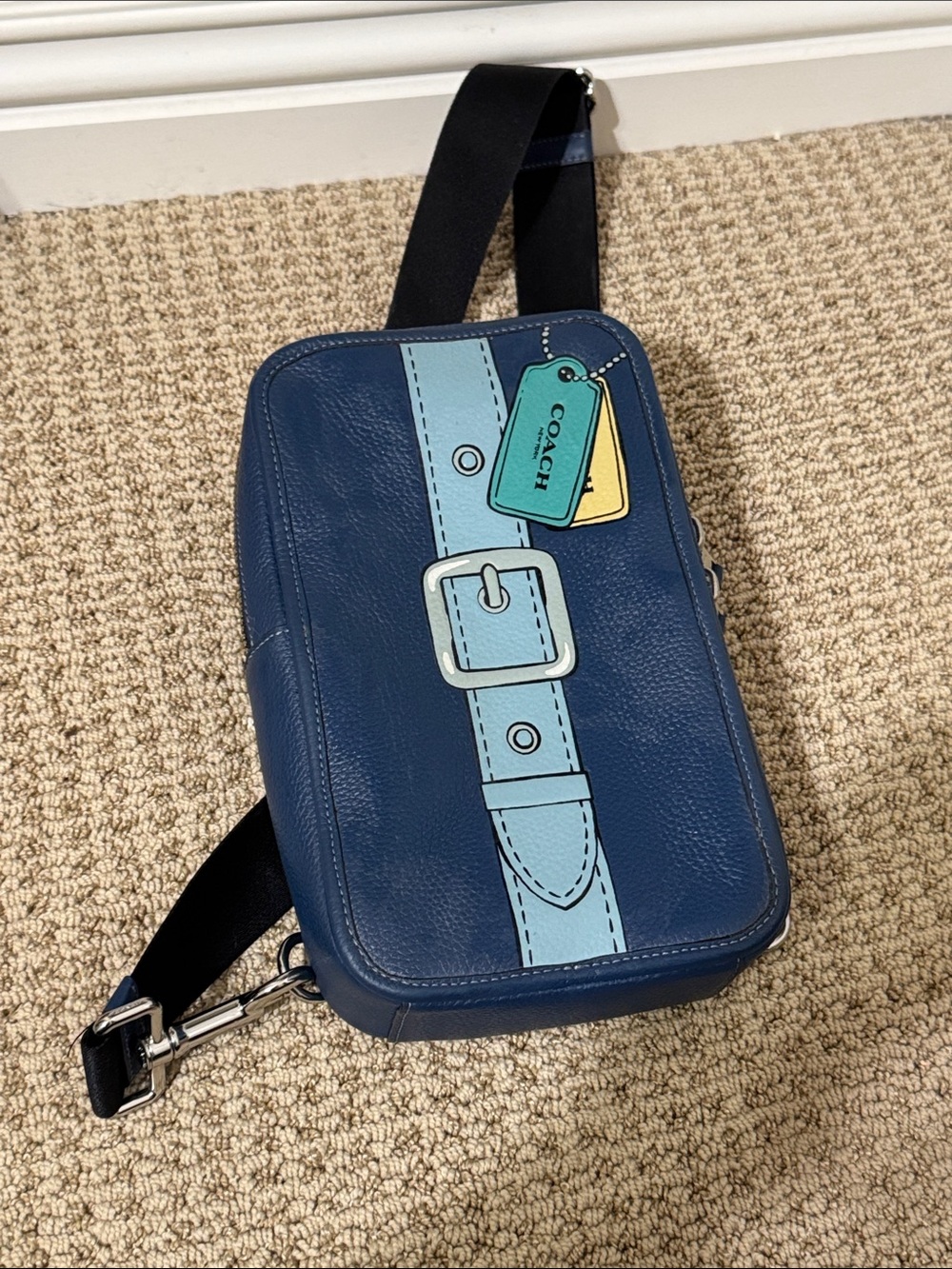 Coach Sullivan Pack with Trompe L'oeil Print in True Blue Fanny pack sling bag